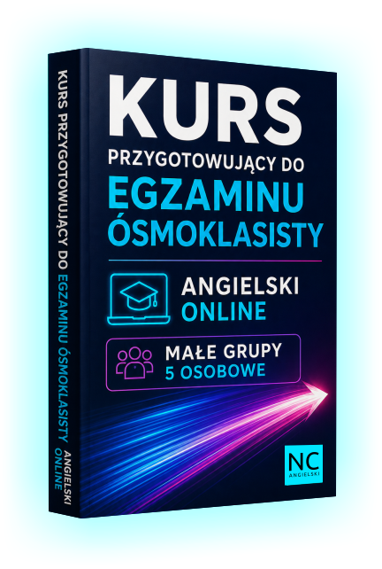 okładka kursu przygotowującego do egzaminu ósmoklasisty z angielskiego.